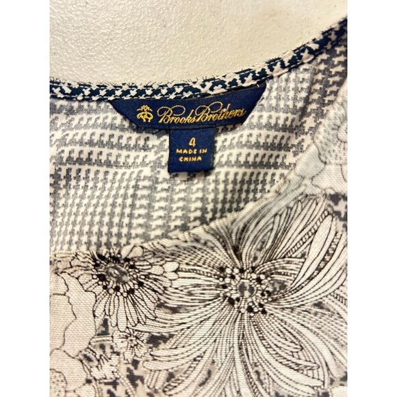 Brooks Brothers Sheath Dress Houndstooth Floral Overlay Black White 4 - Picture 5 of 5